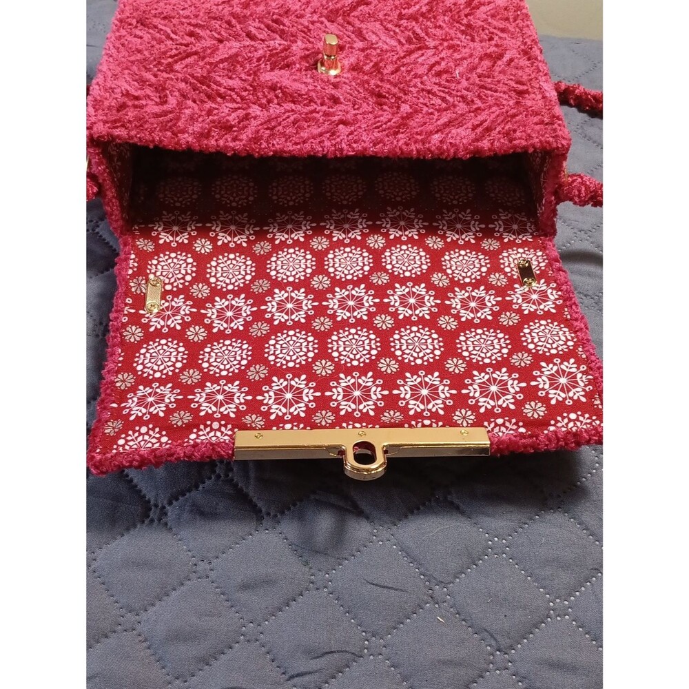 Velvet Textured Bag Color Raspberry - Picture 3 of 5